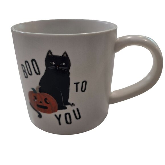 Halloween NWT Boo To You 16oz White Hyde & EEK Halloween 24 coffee mug black cat - Picture 3 of 6